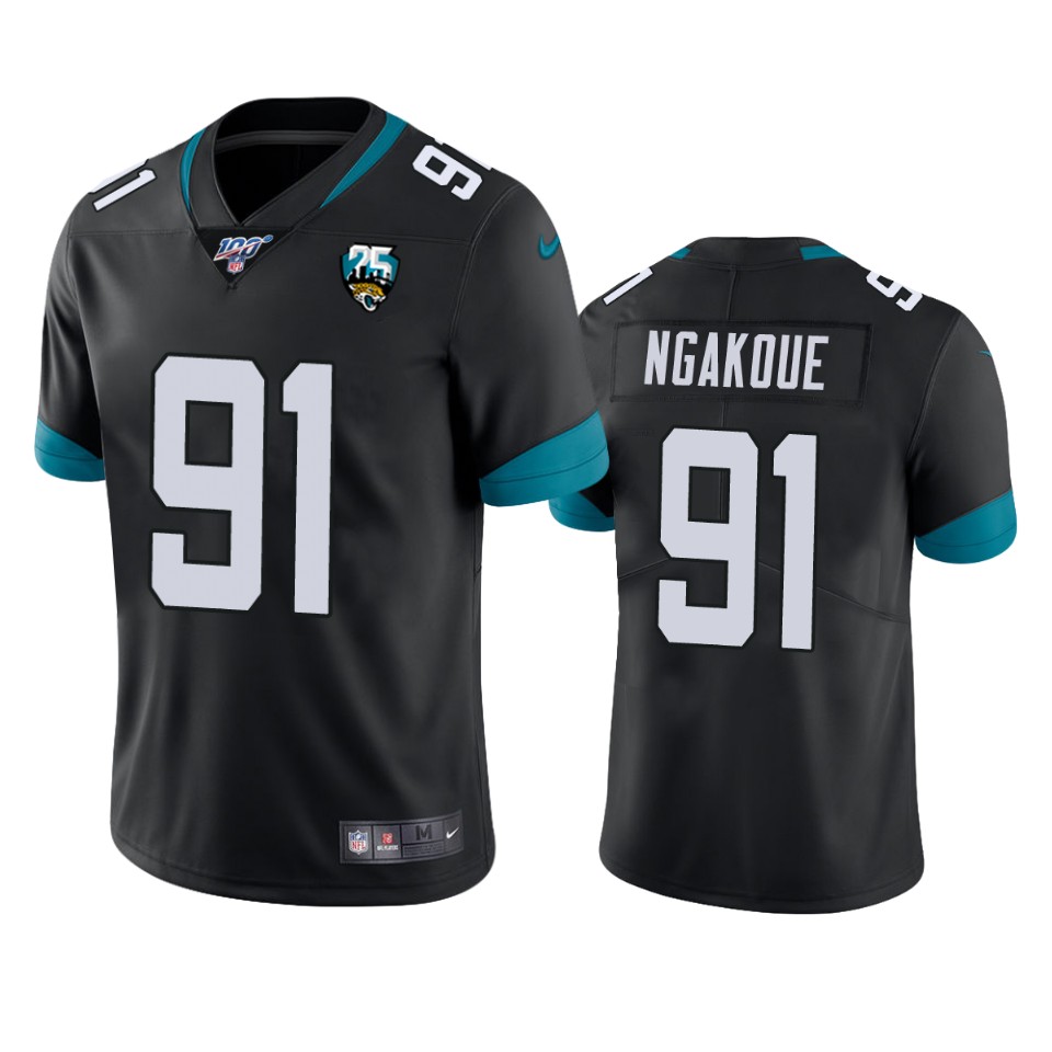 Men Nike Jacksonville Jaguars #91 yannick ngakoue Black 25th Anniversary Vapor Limited Stitched NFL 100th Season Jersey->jacksonville jaguars->NFL Jersey